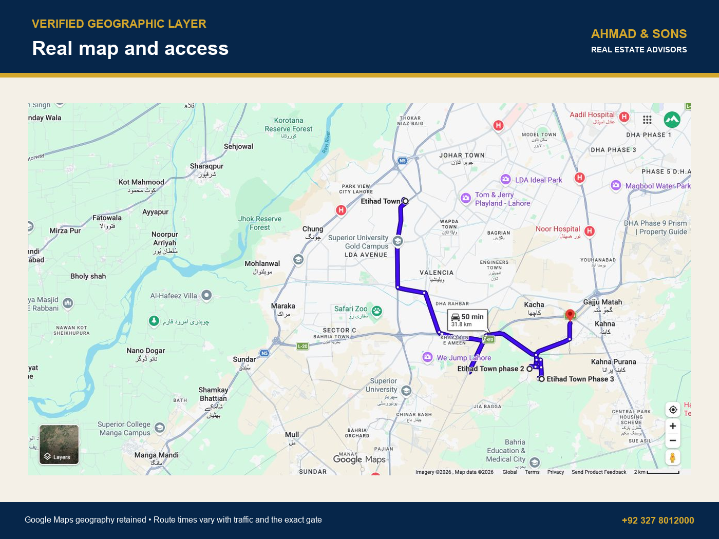 Real map and access for Etihad Town buyers